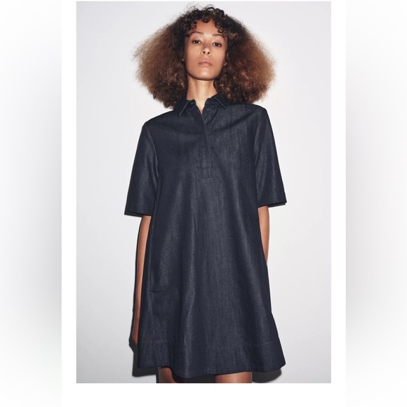 Elegant Black Denim Dress - Picture 2 of 12